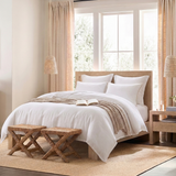 Classic White Linen Cotton Blend Duvet Cover Set