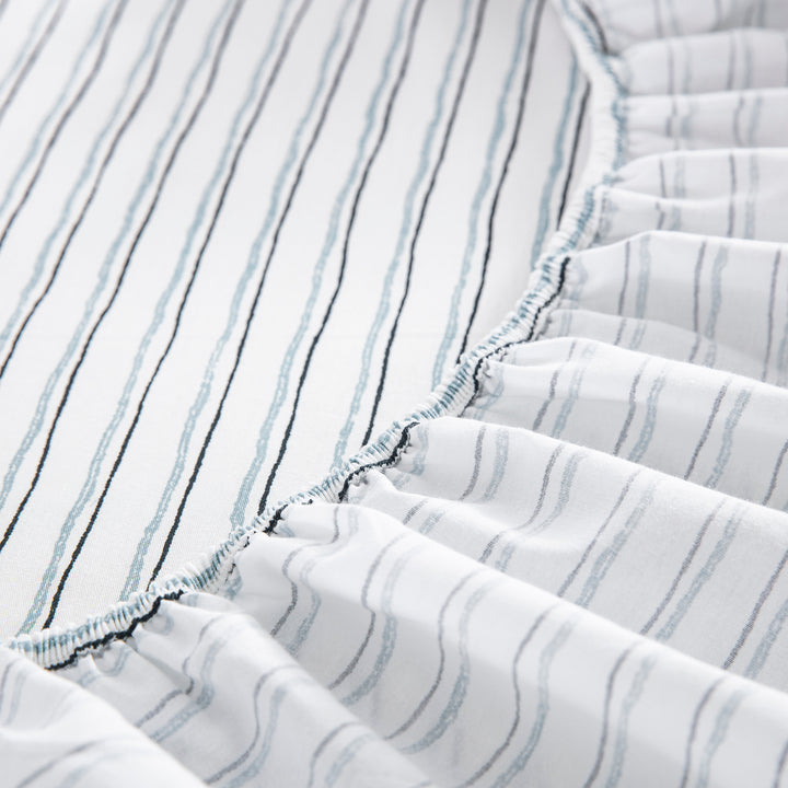 Fully elasticized hand-painted stripe fitted sheet with durable stretch for mattresses up to 14 inches deep - DAUAOTO