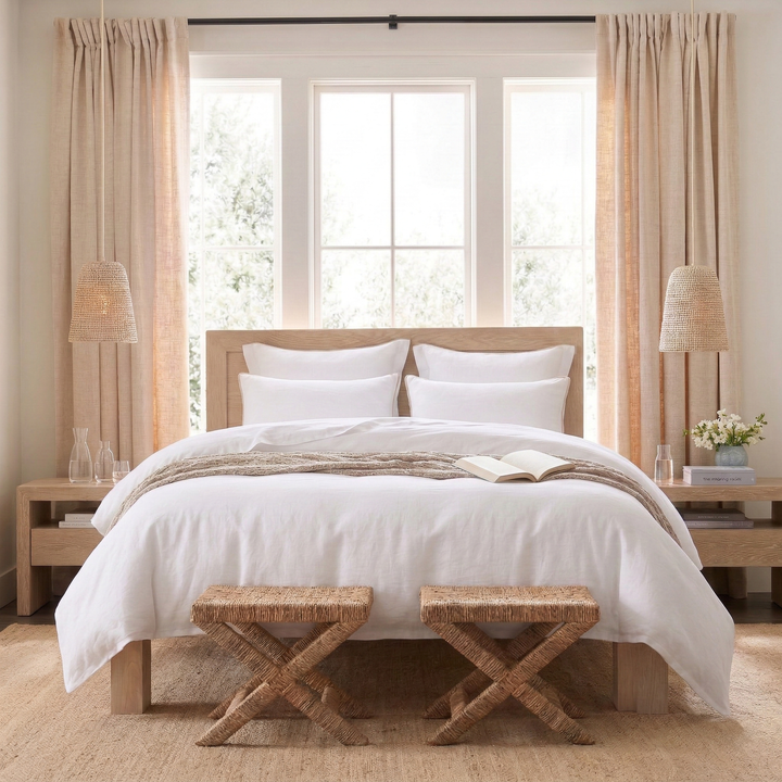 Effortlessly chic white prewashed bedding for a lived-in feel and sophisticated warmth - DAUAOTO