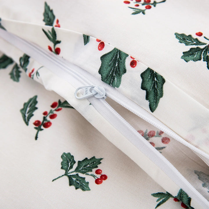 Super-long hidden zipper closure designed for effortless bedmaking on the festive holiday cotton duvet cover - DAUAOTO